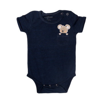 NAVY BLUE POCKET PRINTED ROMPER